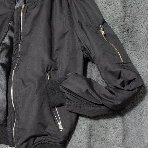 Woman's s Black Bomber Jacket - Picture 4 of 5